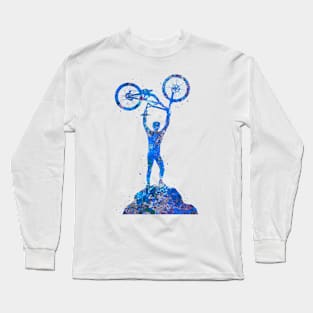 Downhill mountain bike blue Long Sleeve T-Shirt